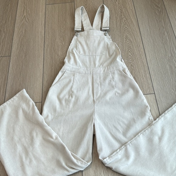 Nasty Gal Corduroy Tan Wide Leg Overalls - Picture 1 of 9